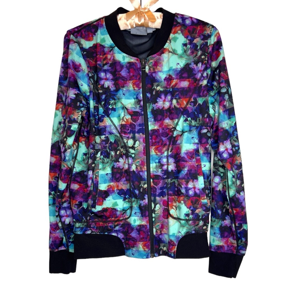 ATHLETA FLORAL FADE BOMBTASTIC JACKET SIZE M